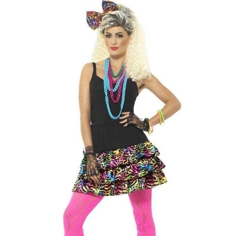 80s Party Girl Vibrant Skirt Headpiece Necklace Adult Kit_1