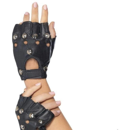 80s Punk Gloves Adult Black Costume Accessories 1