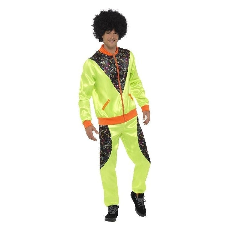 80s Retro Shell Suit Costume Adult Neon Green Trousers Jacket 2