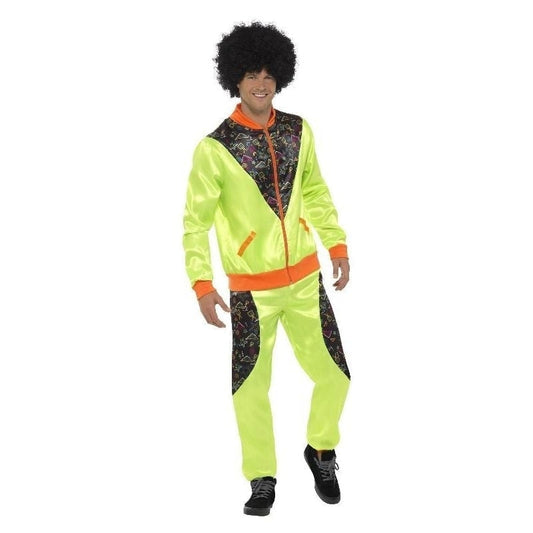 80s Retro Shell Suit Costume Adult Neon Green Trousers Jacket 2