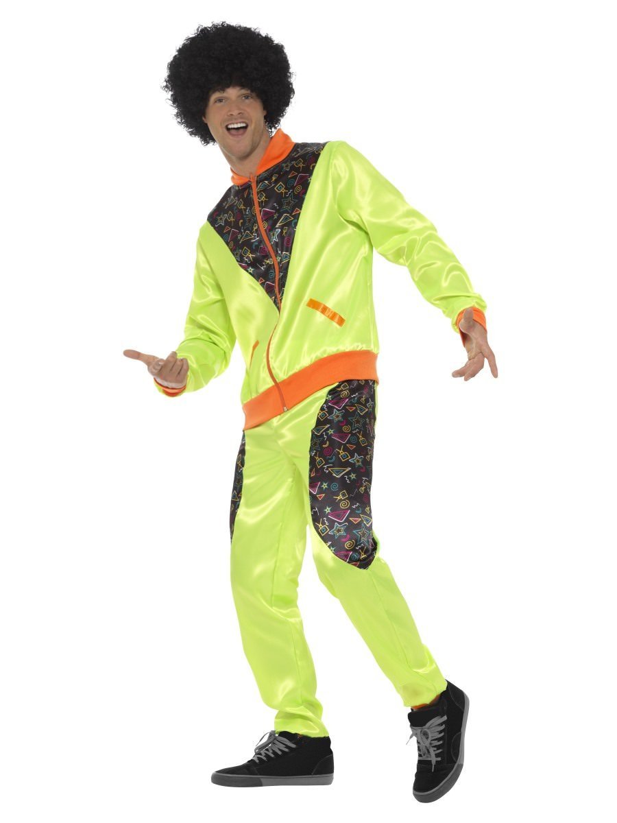 80s Retro Shell Suit Costume Adult Neon Green Trousers Jacket 3