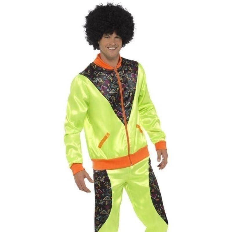 80s Retro Shell Suit Costume Adult Neon Green Trousers Jacket 1