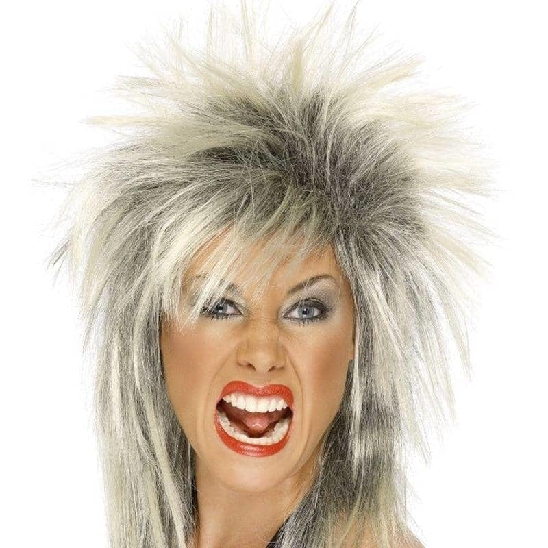80s Rock Diva Wig Adult Blonde Two Tone Tina Turner Style Costume Accessory 2