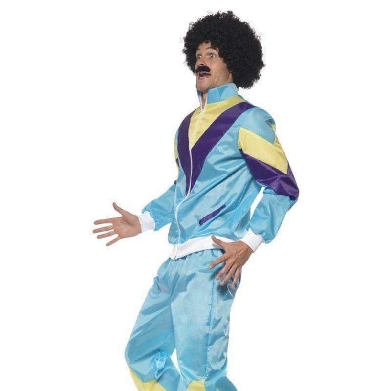 80s Scouser Height Of Fashion Shell Suit Costume Adult Blue Yellow 3