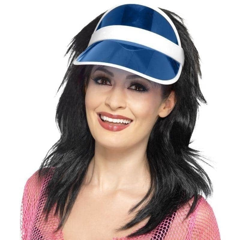 80s Sun Visor Blue Adult Costume Poker Hat Accessory 1