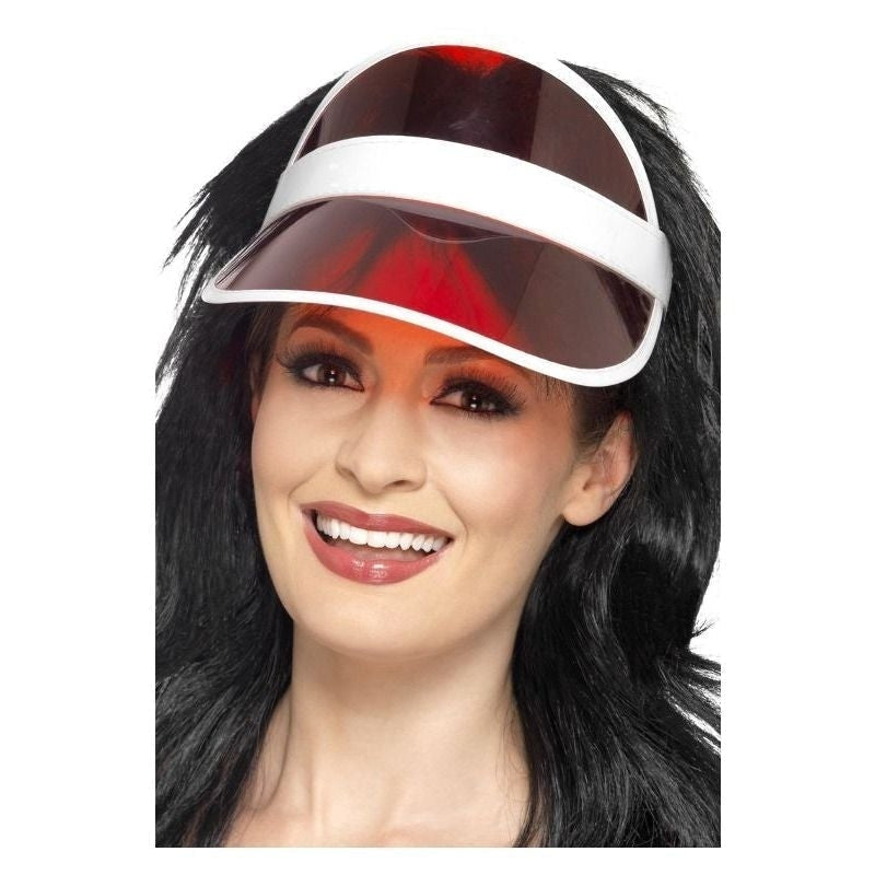 80s Sun Visor Adult Poker Hat Red 2