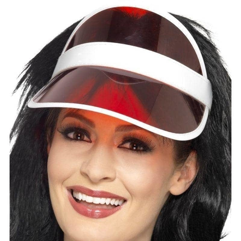 80s Sun Visor Adult Poker Hat Red 1