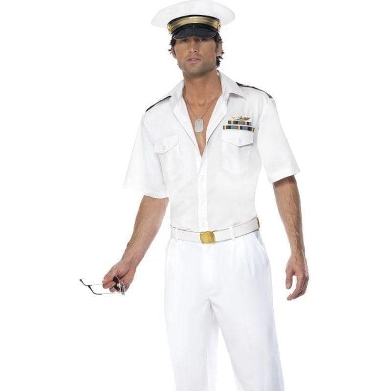 80s Top Gun Captain Costume Adult White 1