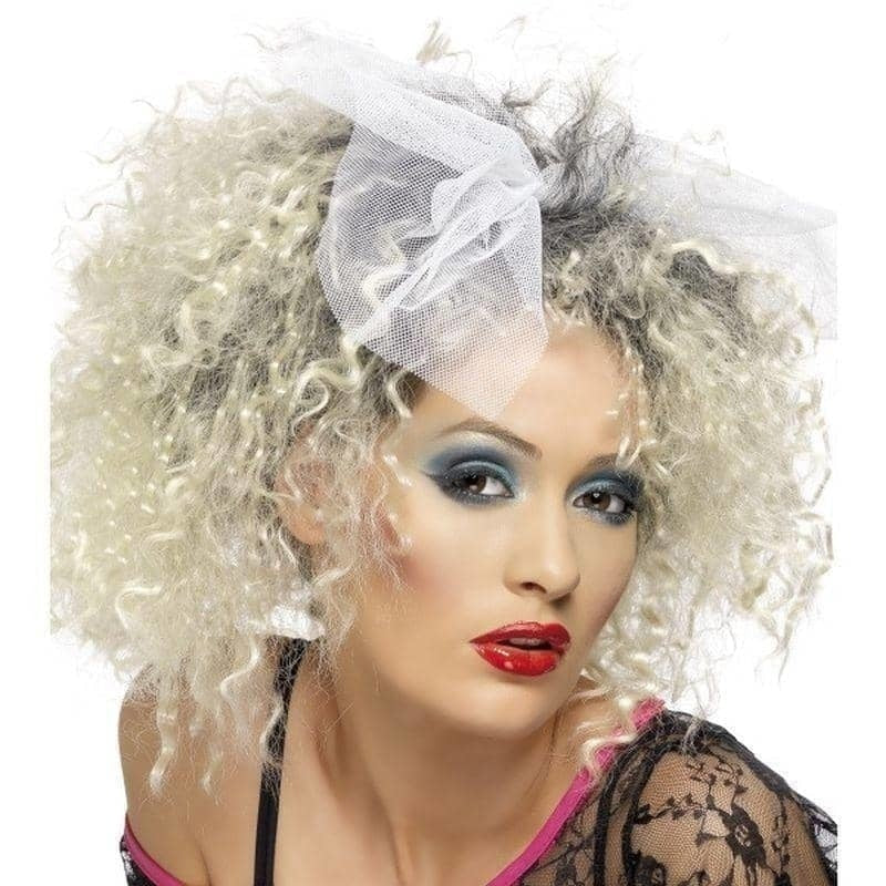 80s Wild Child Wig Adult Blonde Hairpiece Lace Bow 2
