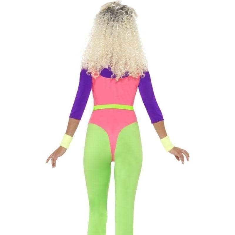 80s Work Out Costume Jumpsuit Adult Purple Pink Green 2