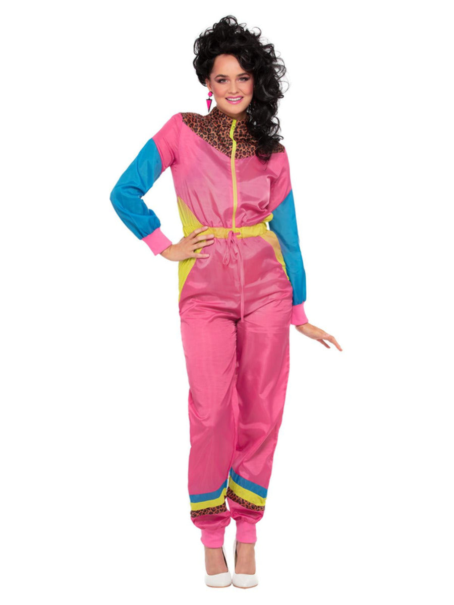 80s Colour Block Pink Ski Shell Suit Costume 2