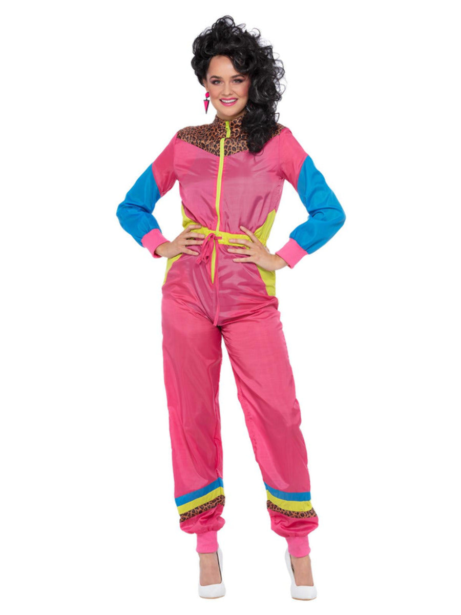 80s Colour Block Pink Ski Shell Suit Costume 1