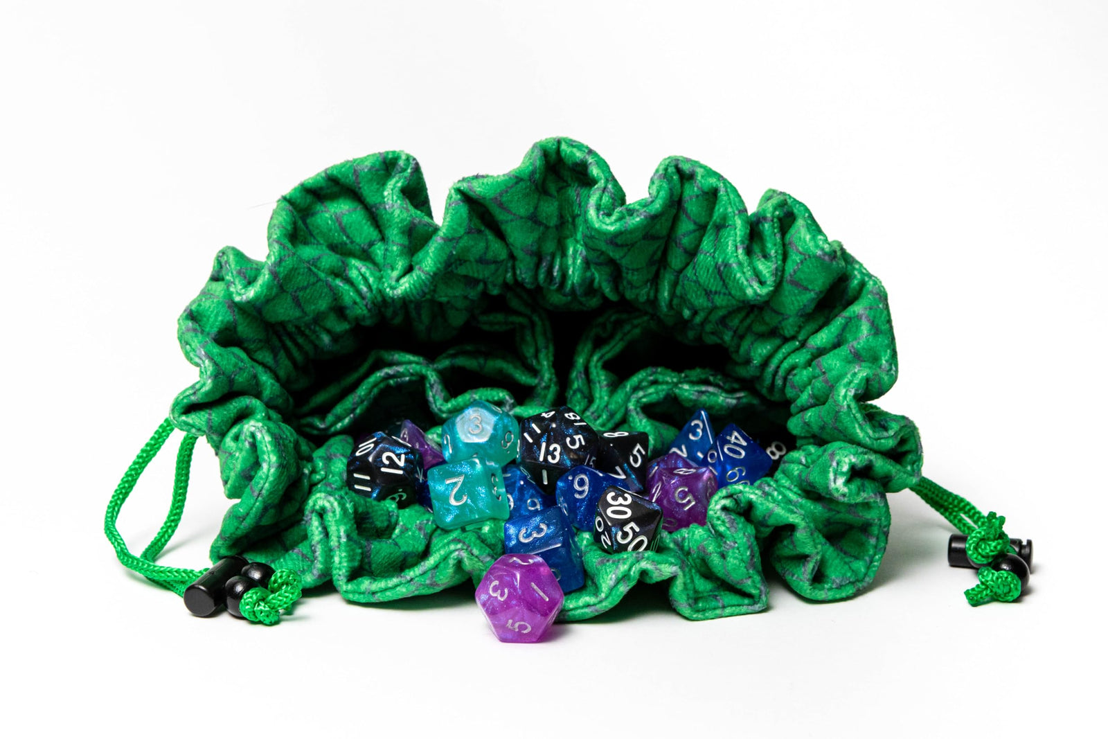 Metallic Dice Games FanRoll Dragon Storm TM Velvet Compartment Dice Bag: Green Dragon Scales 2