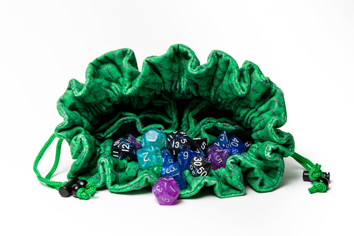 Metallic Dice Games FanRoll Dragon Storm TM Velvet Compartment Dice Bag: Green Dragon Scales