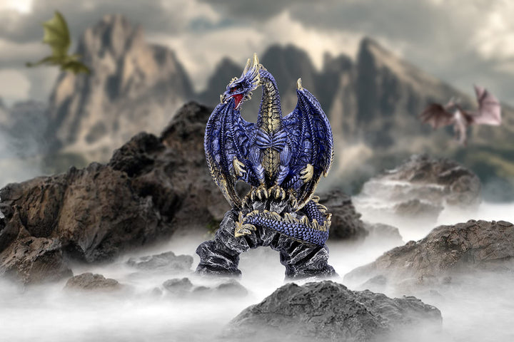 Acko Metallic Blue Dragon Figurine 15.5cm