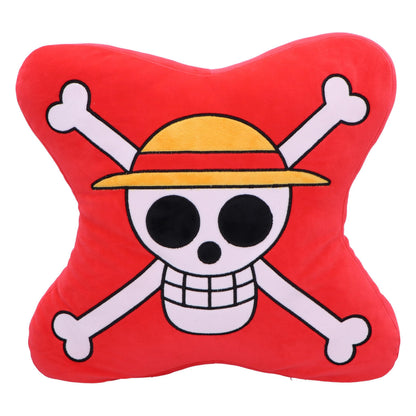 One Piece Skull and Cross Bone Cushion in Red 40cm 2