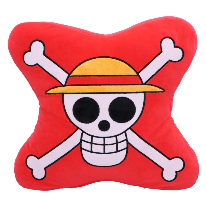 One Piece Skull and Cross Bone Cushion in Red 40cm