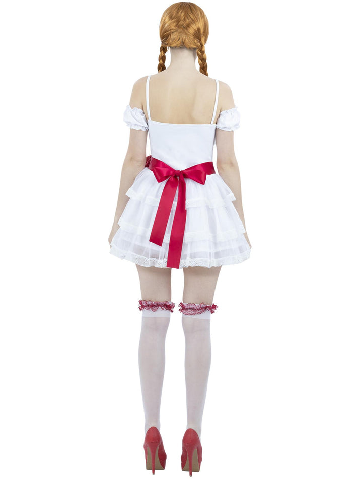 Annabelle Mini Dress Costume Adult White Dress Hold Ups And Red Hair Ribbons