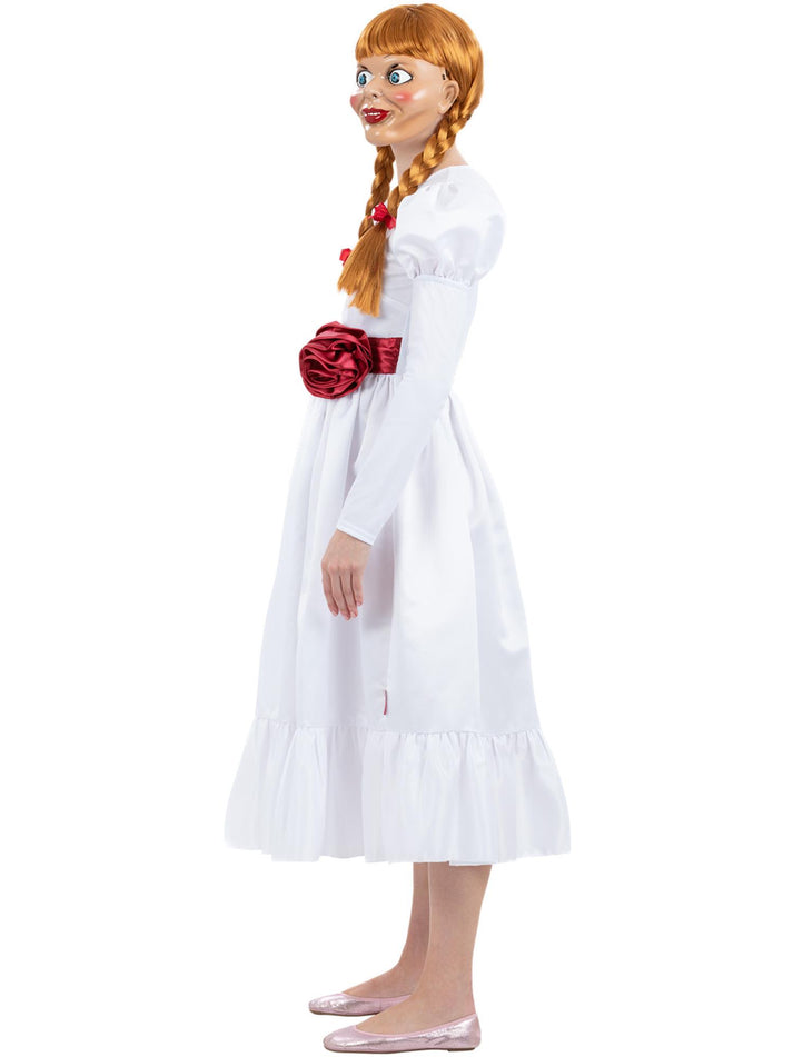 Annabelle Costume Adult White Dress With Inserted Flower Belt