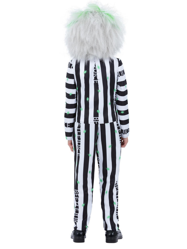 Kids Beetlejuice Costume Striped Trousers Jacket Mock Shirt and Tie 3