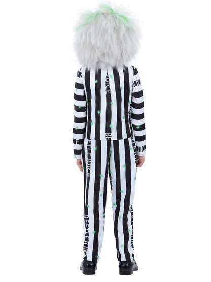 Kids Beetlejuice Costume Striped Trousers Jacket Mock Shirt and Tie 3