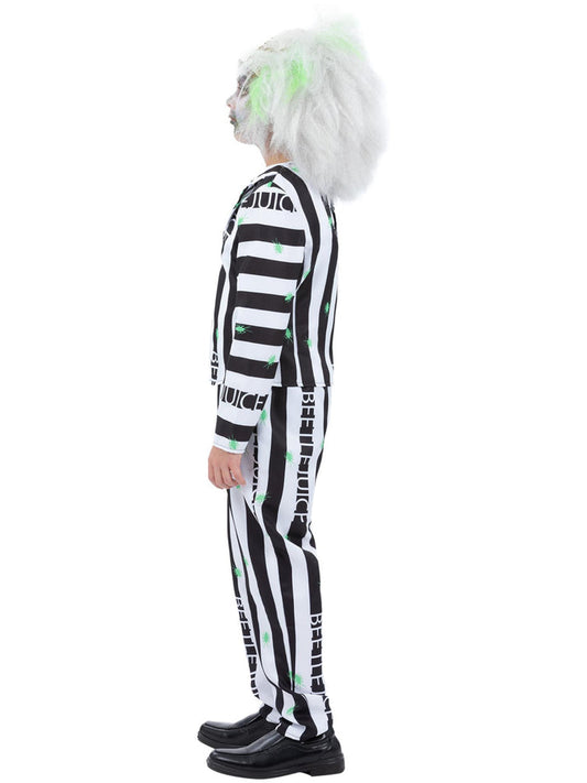 Kids Beetlejuice Costume Striped Trousers Jacket Mock Shirt and Tie 2