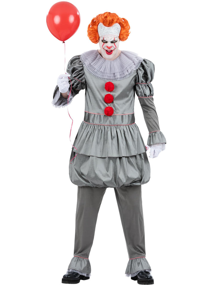 Pennywise Costume IT Chapter Two Mens Grey Top with Neck Ruffle and Grey Trousers 4