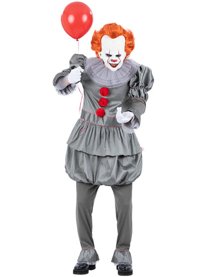 Pennywise Costume IT Chapter Two Mens Grey Top with Neck Ruffle and Grey Trousers 5