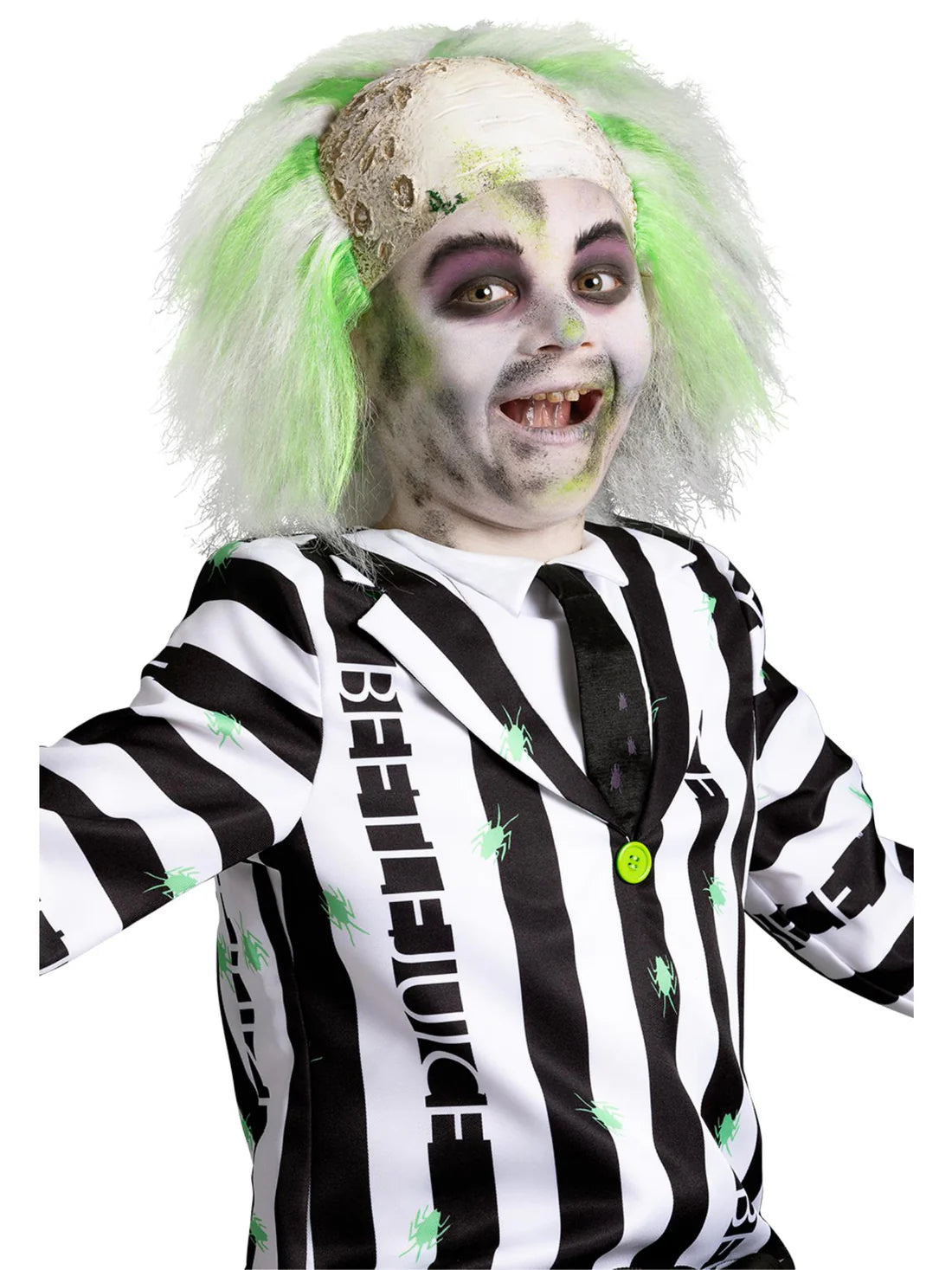 Beetlejuice Wig with Fabric Bald Head for Kids 2