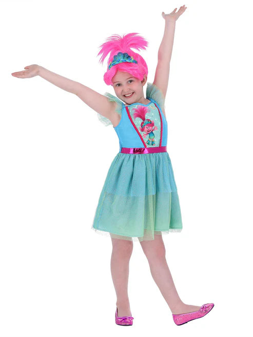 Trolls Band Together Poppy Costume Blue Dress