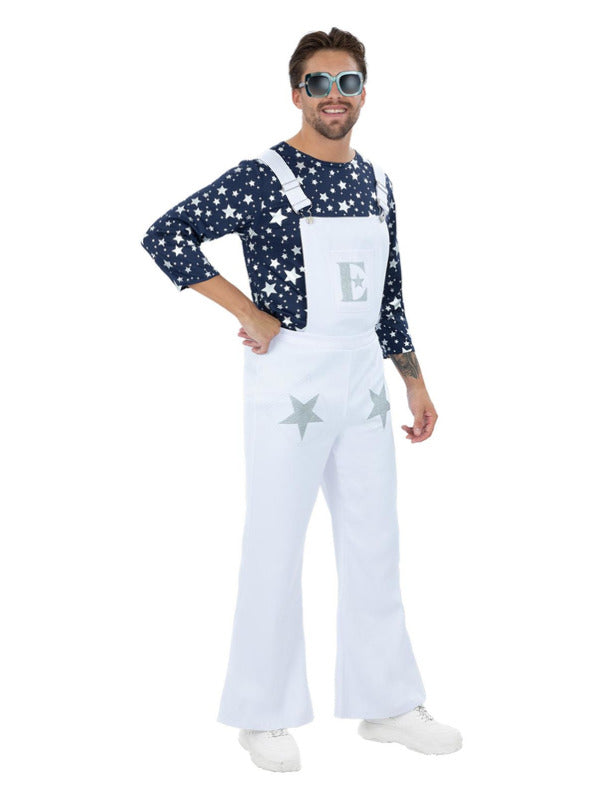 Elton John Rocket Man Costume Dungarees and Top Deluxe Adult 1