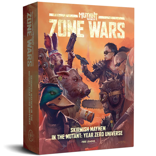 Free League: Mutant Year Zero: Zone Wars - Core Set -Boxed Miniatures Wargame, Tabletop Skirmish Mayhem, Everything Needs: RPG Book, Mat, Dice & More 1