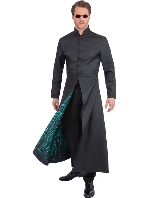 The Matrix Neo Jacket with Code Print Inner Liner Adult Costume