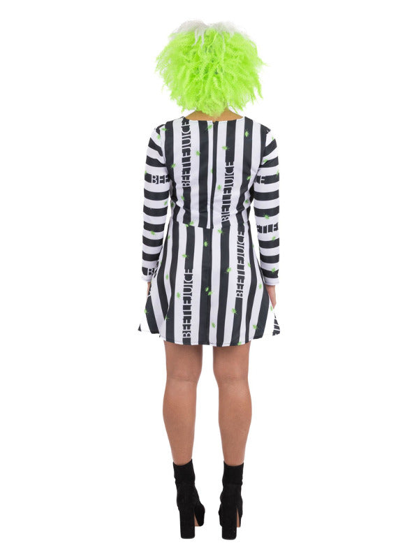 Beetlejuice Ladies Costume Striped Dress 3