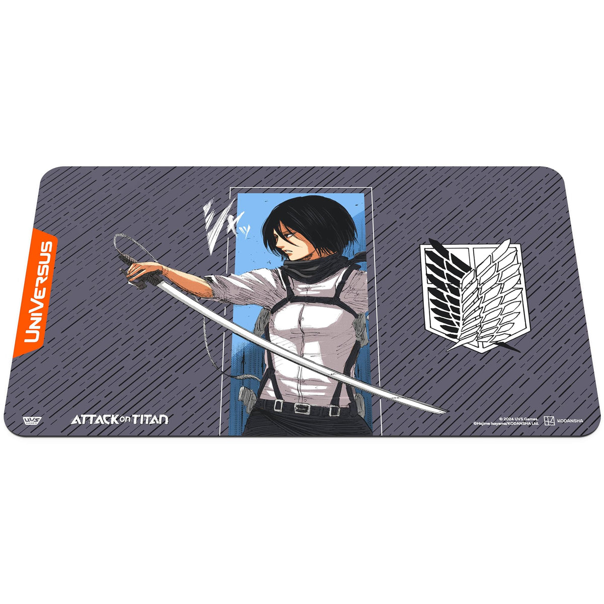 UniVersus Attack on Titan: Battle for Humanity - Mikasa Ackerman Playmat - 24 x 14 Neoprene Mat, Tabletop Card Game Accessory, UVS Games, Licensed 3