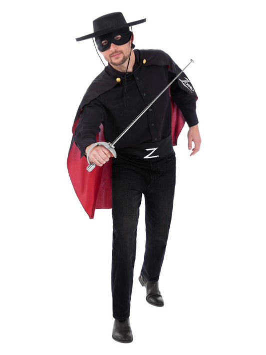 Zorro Accessory Kit Adult Costume Set Cape Mask Hat Belt 2