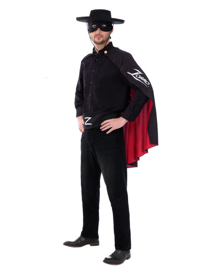 Zorro Accessory Kit Adult Costume Set Cape Mask Hat Belt 3