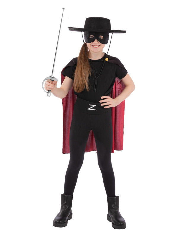Zorro Kids Instant Kit Kids Costume Set Cape Mask Hat Belt 2