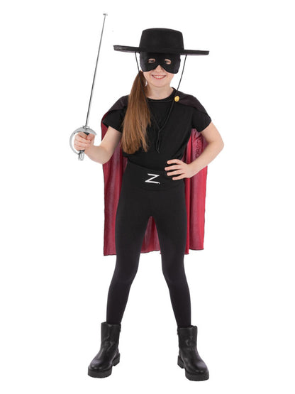 Zorro Kids Instant Kit Kids Costume Set Cape Mask Hat Belt 2