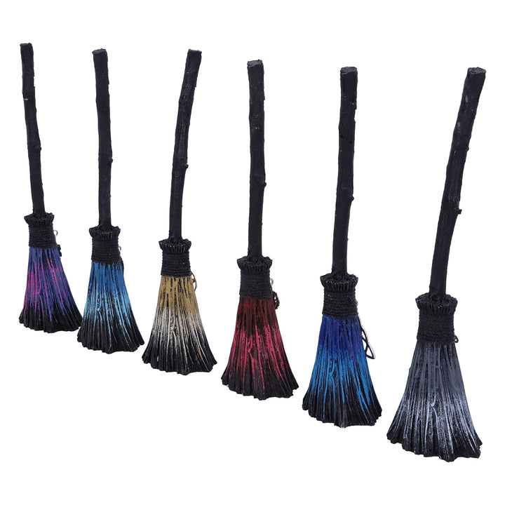 Set of Six Positivity Broomsticks with Silver Charms Positive Energy 20cm