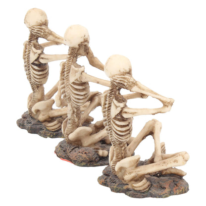See No Hear Speak Three Wise Skeletons Figurines  8.5cm 5