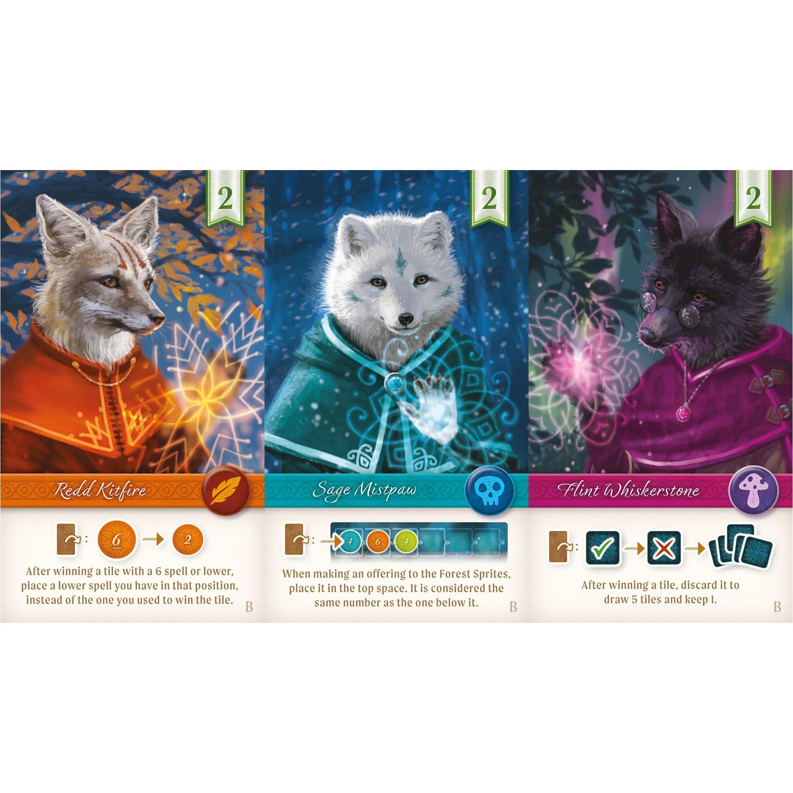 Nocturne Board Game Set Collection and Bidding Play as Fox Mystics Find Magical Items 2
