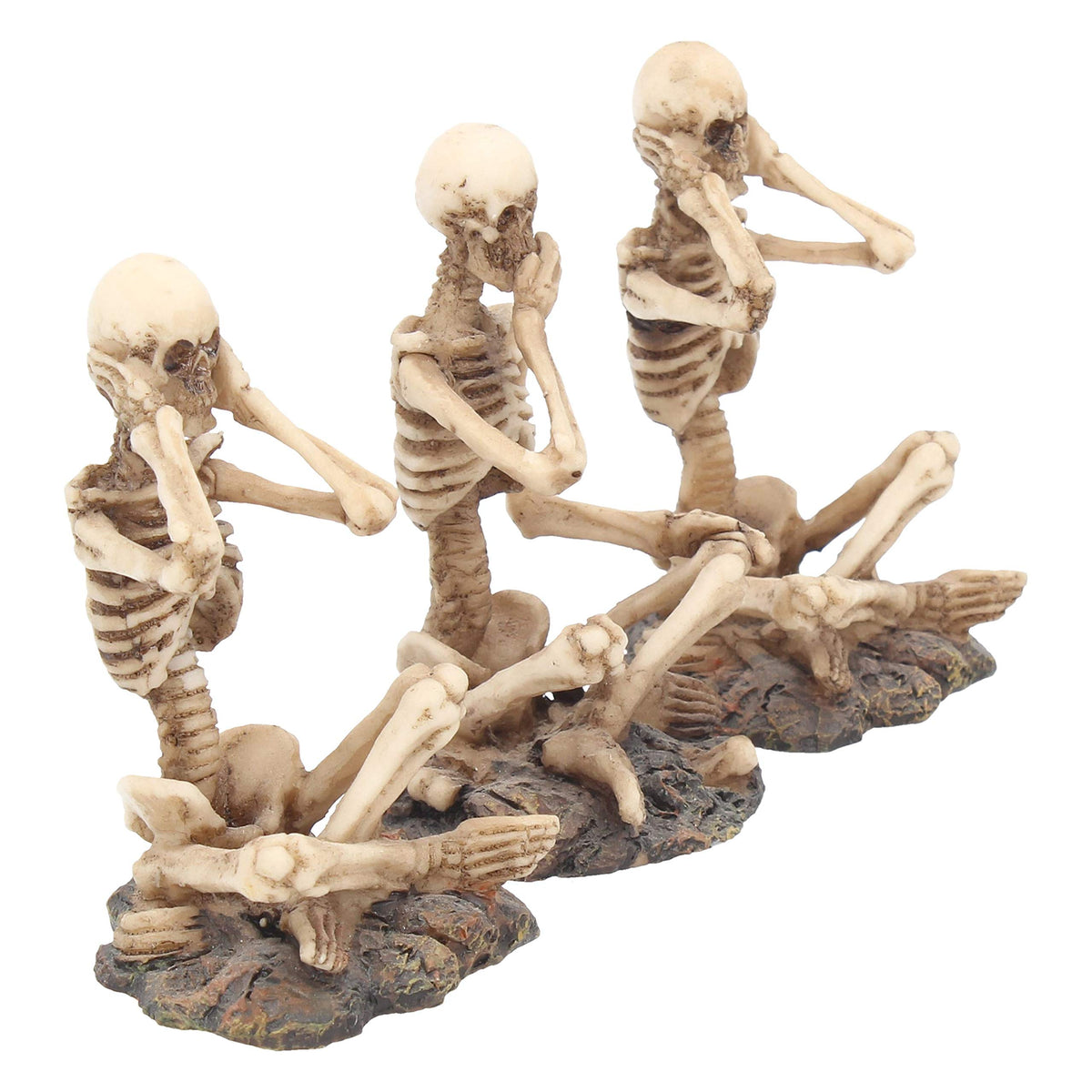 See No Hear Speak Three Wise Skeletons Figurines  8.5cm 6