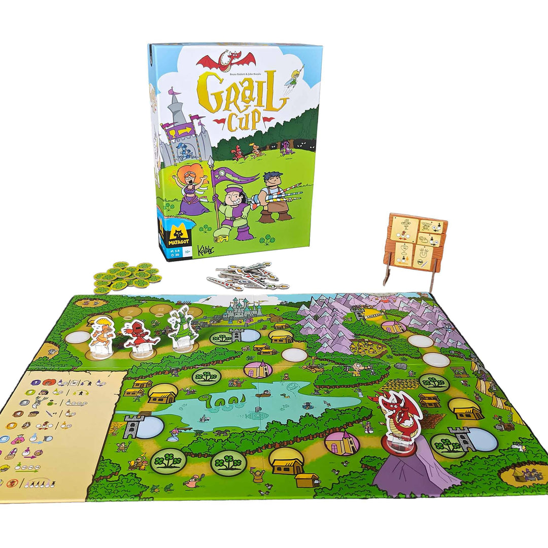 Grail Cup Board Game Race to The Castle Outwit Rivals Control a Mighty Dragon