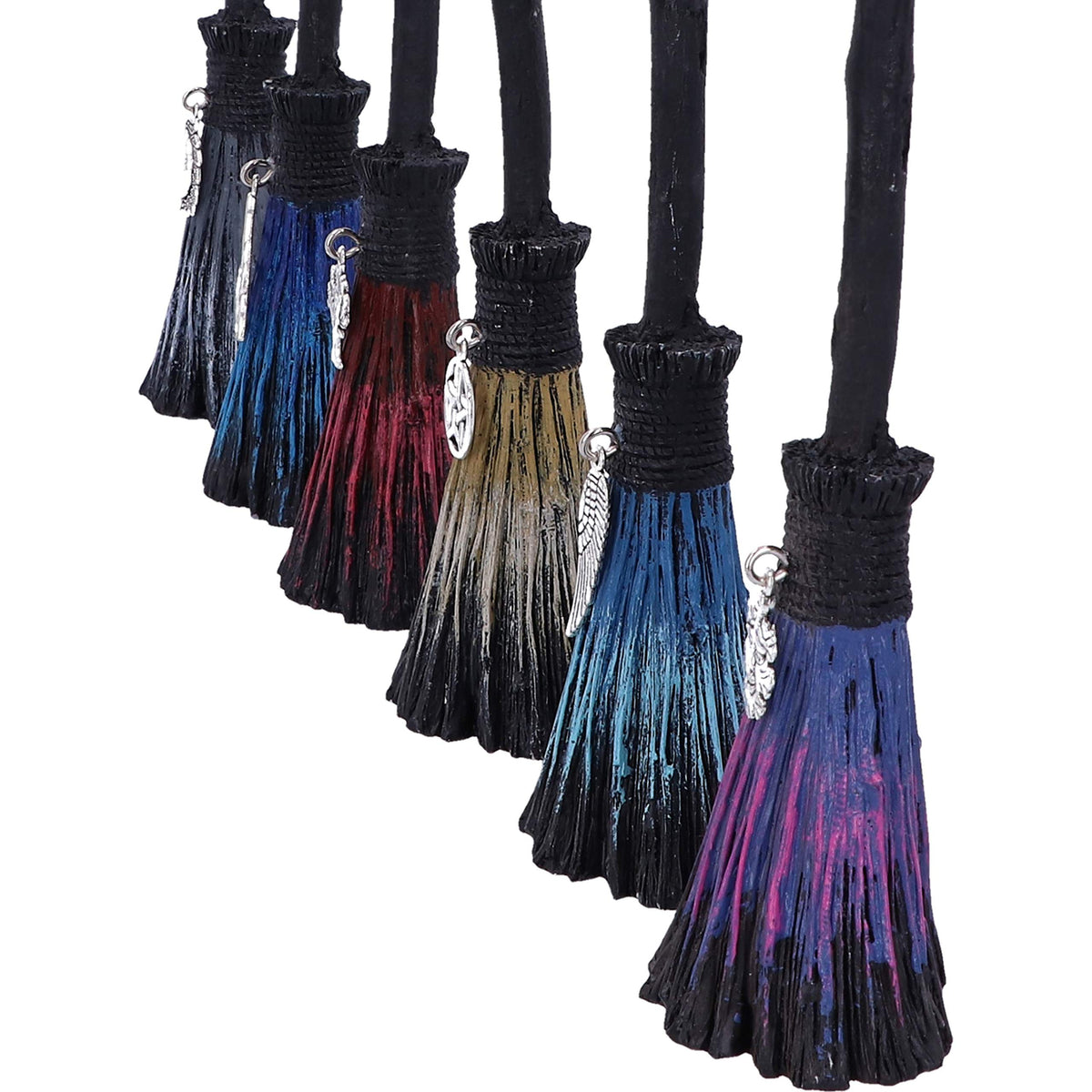 Set of Six Positivity Broomsticks with Silver Charms Positive Energy 20cm 5