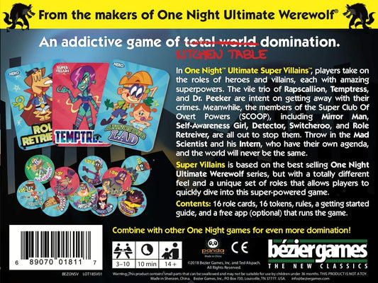 One Night Ultimate Super Villains Social Deduction Card Game