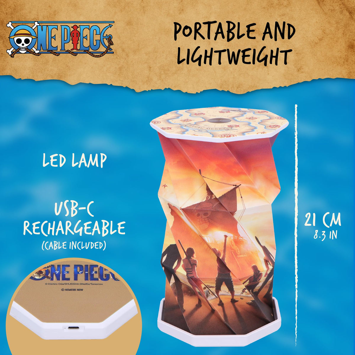 One Piece Straw Hat Crew Foldable Lamp 21cm 6