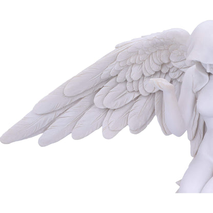 White Angels Offering Kneeling Caped Angel Figurine 38cm 5