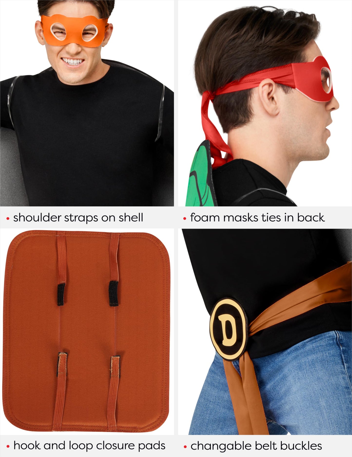 Teenage Mutant Ninja Turtles TMNT Costume Accessory Kit with Shell Eye Masks and Pads 8