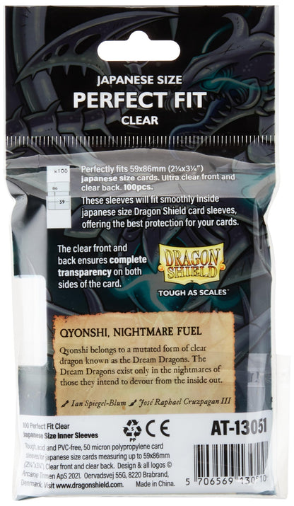 Dragon Shield Japanese Size Perfect Fit Inner Sleeves Clear 100 Gaming Accessory by Arcane Tinmen 2